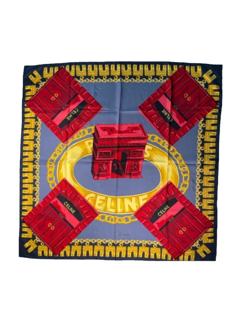 Vintage Céline Paris Silk Scarf – Arc de Triomphe Motif